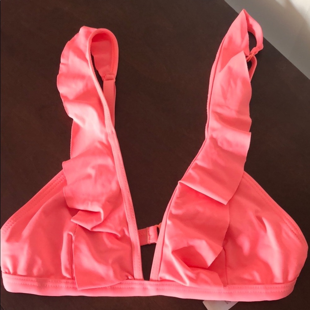 CORAL RUFFLE STYLISH  BIKINI TOP SIZE 4